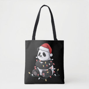Lustiger Panda-Weihnachtstier-Lichterliebhaber Tasche