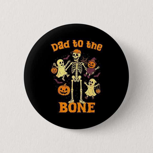 Lustiger Papa bis auf die Knochen Skelett mit Kind Button (Vorderseite)