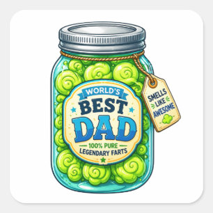 Lustiger Papa-Fürze-Krug "Bester Papa der Welt" Quadratischer Aufkleber
