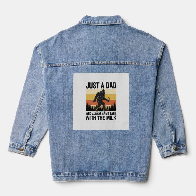 Lustiger Papa kam mit der Milch Vintage-Shirt_1 Jeansjacke (Rückseite)