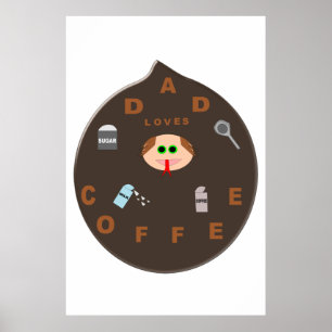 Lustiger Papa-Monster-Liebt-Kaffee-Plakat Poster