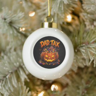 Lustiger Papa-Steuer Halloween-Kürbis Keramik Kugel-Ornament