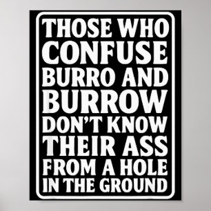 Lustiger Papa-Witz Burro Burrow Wortspiel Aus Eine Poster