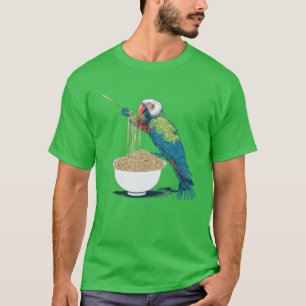 Lustiger Papagei, der Ramen-Nudeln isst T-Shirt