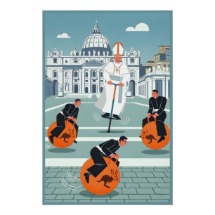 Lustiger Papst und Priester Poster