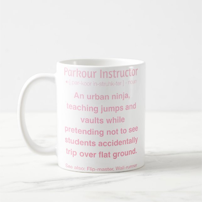 Lustiger Parkour-Lehrer Kaffeetasse (Links)