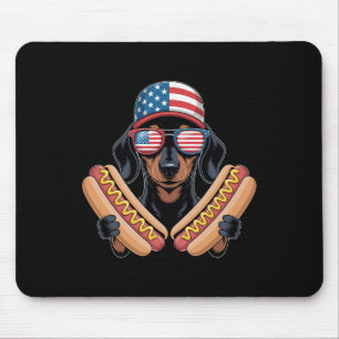 Lustiger patriotischer Dachshund 4. Juli Hotdog Am Mousepad