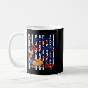 Lustiger Patriotischer Dachshund Hotdog 4. Juli Kaffeetasse