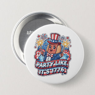 Lustiger patriotischer Hot Dog 4. Juli Party Button