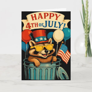 Lustiger Patriotischer Waschbär 4. Juli USA-Flagge Karte