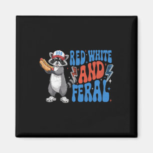 Lustiger patriotischer Waschbär Rot Weiß Und Verwi Magnet