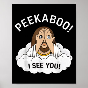 Lustiger Peekaboo Jesus Christlich Poster