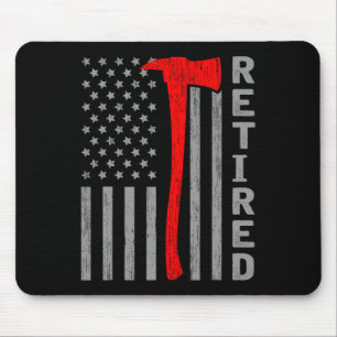 Lustiger pensionierter Feuerwehrmann USA-Flagge Fe Mousepad