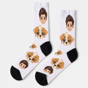 Lustiger personalisierter Paar-Gesicht-2-Fotos-Hun Socken