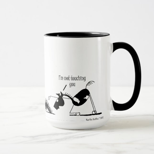 Lustiger Pferde-u. Stachelschwein-Cartoon Tasse (Rechts)