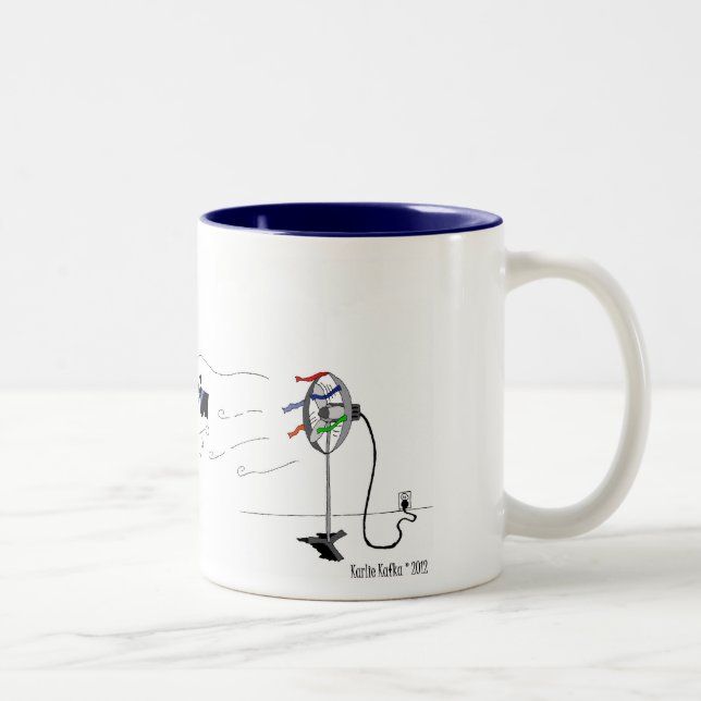 Lustiger Pferdesuperhero-Cartoon Zweifarbige Tasse (Rechts)