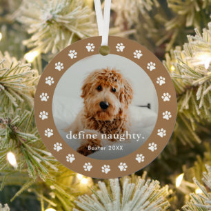 Lustiger Pfotenabdruck 2 Foto Haustier Weihnachten Ornament Aus Metall