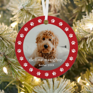 Lustiger Pfotenabdruck 2 Foto Haustier Weihnachten Ornament Aus Metall