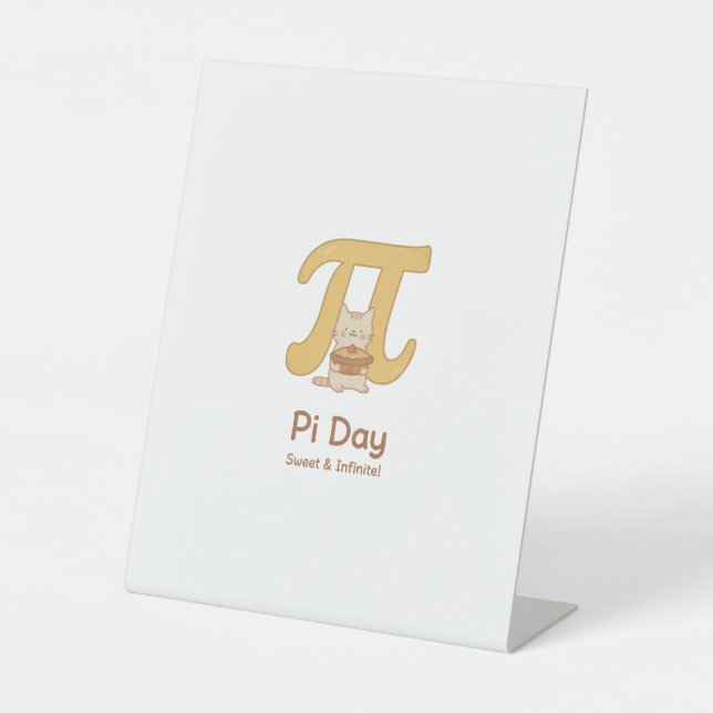Lustiger Pi-Tag-Tier mit Kuchen – Geschenk für Mat Sockelschild (Vorderseite)