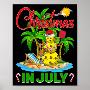 Lustiger Pickleball-Weihnachtsmannhut Hawaiianisch Poster