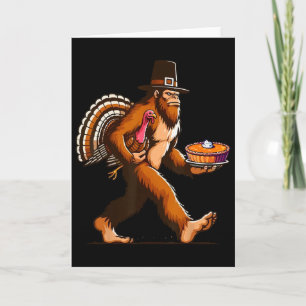 Lustiger Pilger Sasquatch Yeti und Kürbiskuchen Da Karte