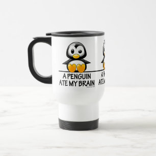 Lustiger Pinguin aß meine Gehirn-Grafik Reisebecher