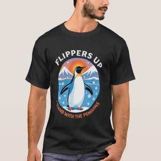 Lustiger Pinguin Flossen hoch ich stehe mit dem Pi T-Shirt