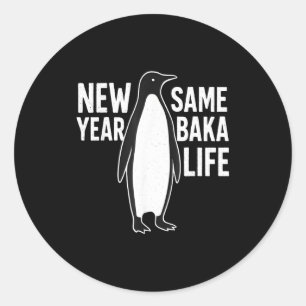 Lustiger Pinguin Neujahr Baka Leben Anime-Stil Hum Runder Aufkleber