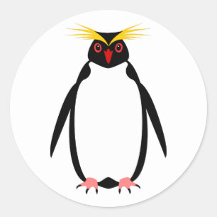Lustiger Pinguin Rockhopper oder Macaroni Team Runder Aufkleber