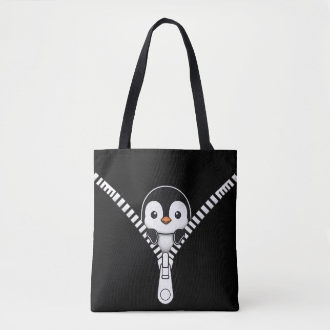Lustiger Pinguin schaut hervor Tasche (Vorderseite)