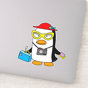 lustiger Pinguin-touristischer Cartoon Aufkleber