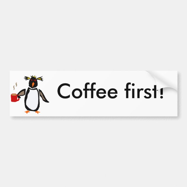 Lustiger Pinguin-trinkender Kaffee Autoaufkleber (Vorne)
