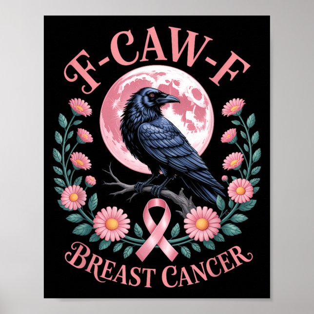 Lustiger Pinker Rabe Brustkrebs-Bewusstsein Poster (Vorne)