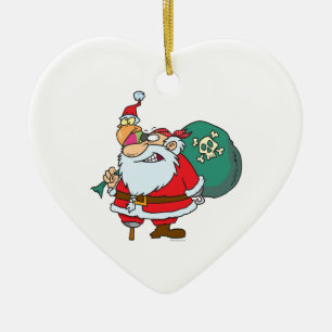 Lustiger Pirat Weihnachtsmann und Weihnachts-Papag Keramikornament