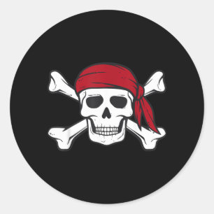 Lustiger Piratenschädel-Kreuzknochen-Halloween-Kos Runder Aufkleber