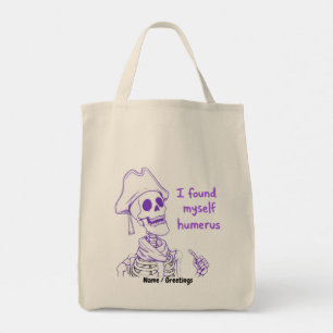 Lustiger Piratenskelett Humerus Knochen Wortspiel Tragetasche