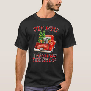 Lustiger Pit Bull Durch Den Schnee Weihnachts-Lkw T-Shirt