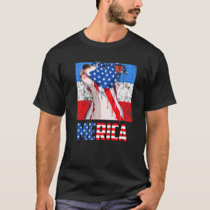 Lustiger Pit Bull Hund Patriotisch USA 4. Juli Ame T-Shirt