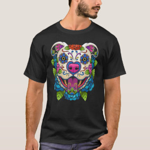Lustiger Pit Bull Zucker-Schädel Mexiko Hund Calav T-Shirt