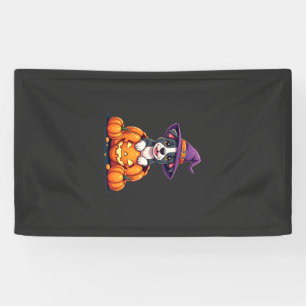 Lustiger Pitbull Hexen-Kürbis-Hund Halloween Männe Banner