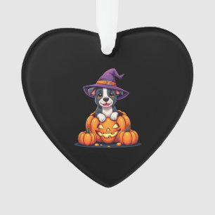 Lustiger Pitbull Hexen-Kürbis-Hund Halloween Männe Ornament