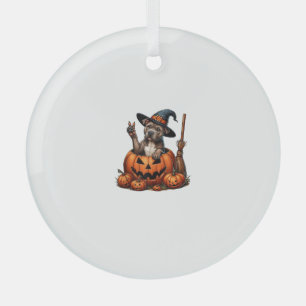 Lustiger Pitbull Hexen-Kürbis-Hund Halloween Männe Ornament Aus Glas