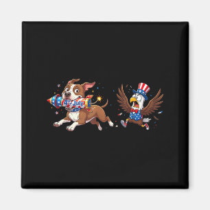 Lustiger Pitbull-Hund Amerikanische USA-Flagge Mem Magnet