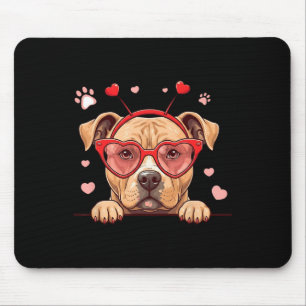 Lustiger Pitbull-Hund Herz Kopf Valentinstag Damen Mousepad