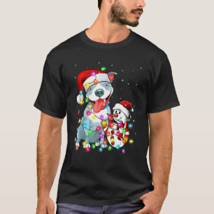 Lustiger Pitbull-Hund Weihnachten Tee Schneemann X
