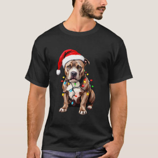 Lustiger Pitbull Pittie Weihnachtsmann Hunde Liebh T-Shirt