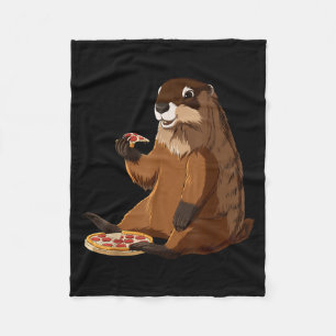 Lustiger Pizza-Liebhaber Waldmurmeltier Fleecedecke