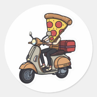 Lustiger Pizza-Lieferroller - Süßer Kawaii-Pizza-F Runder Aufkleber