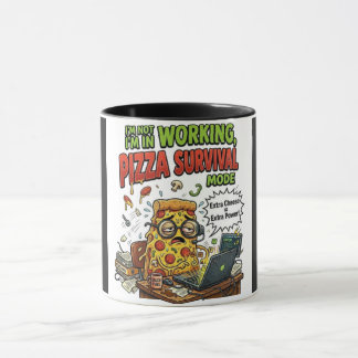 Lustiger Pizza-Überlebensmodus-Kaffeebecher | Pizz Tasse