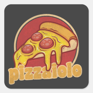 Lustiger Pizzabäcker-Geschenk-Pie-Illustration für Quadratischer Aufkleber